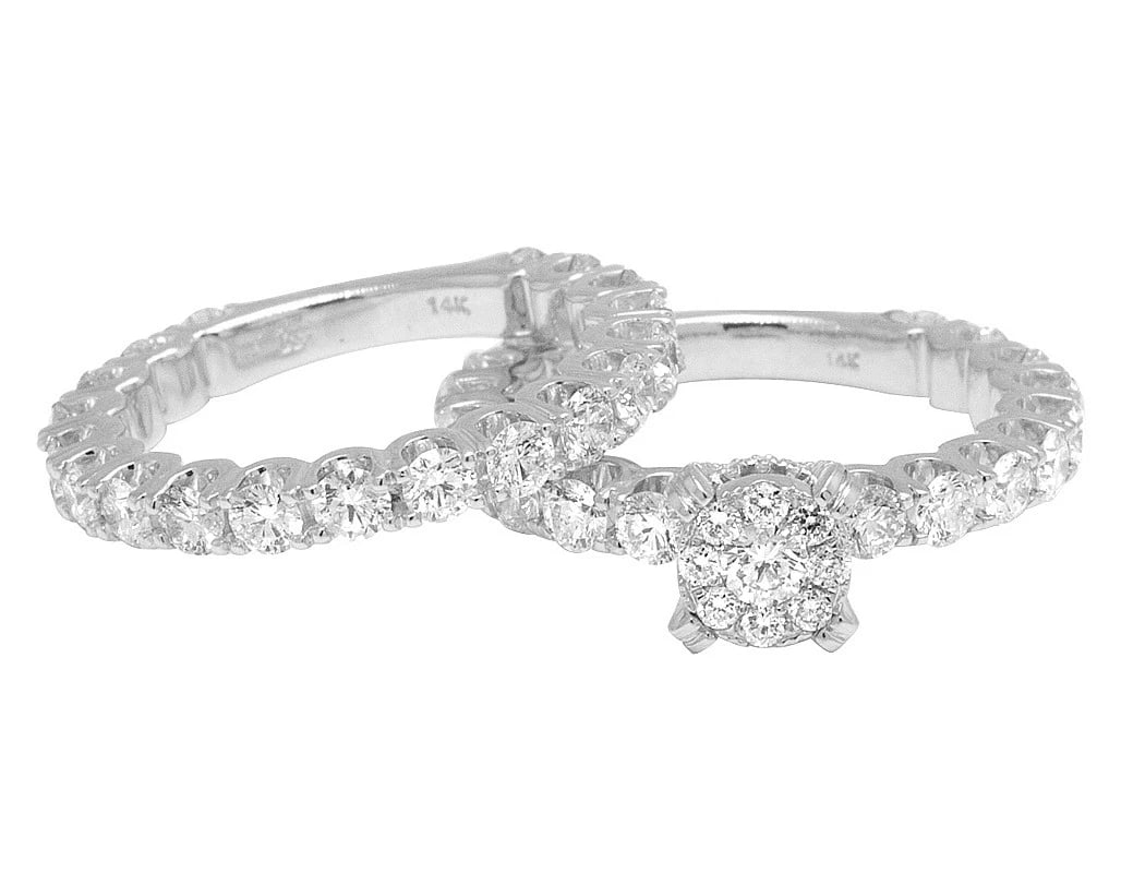 14K WHITE GOLD LADIES FLOWER DIAMOND RING (1 of 6)