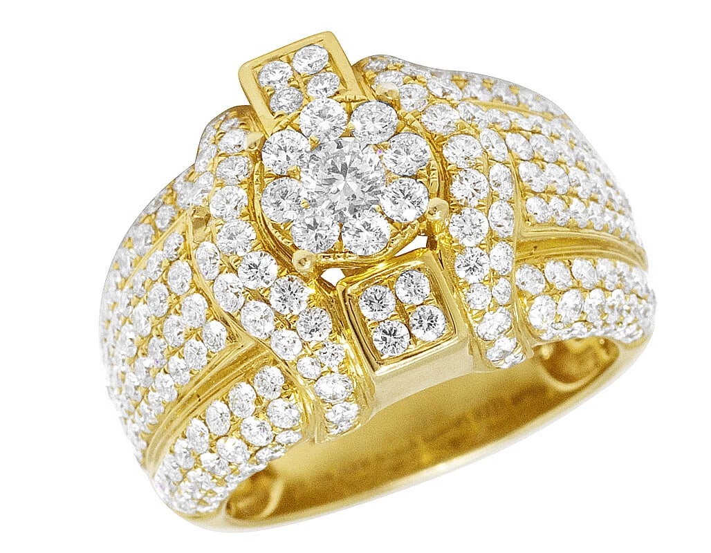 14K YELLOW GOLD REAL DIAMOND CLUSTER PINKY RING (1 of 4)