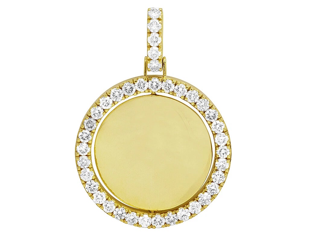 10K YELLOW GOLD REAL DIAMOND MEMORY PHOTO ENGRAVE PENDANT: 10K Yellow Gold Real Diamond Memory Photo Engrave Pendant Brand: None Type: Pendant Material: 10K Yellow Gold Main Stone/Creation Natural Color: Yellow Gold Size: Dimension 2.1" Accessories: None