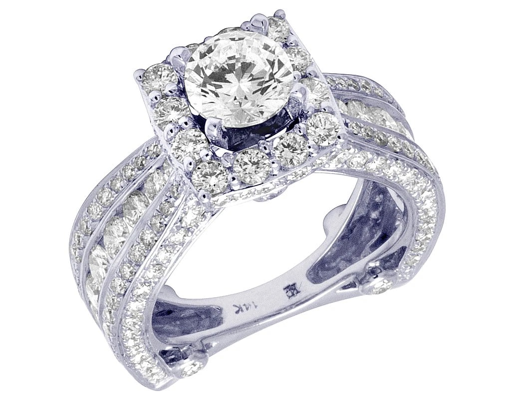 14K WHITE GOLD 3D HALO LADIES SEMI MOUNT RING (1 of 4)