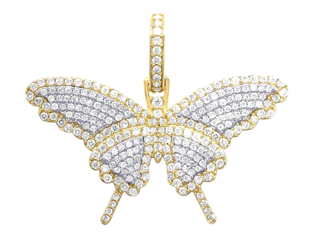 BUTTERFLY REAL DIAMOND DESIGNER PENDANT 10K YELLOW GOLD (1 of 3)