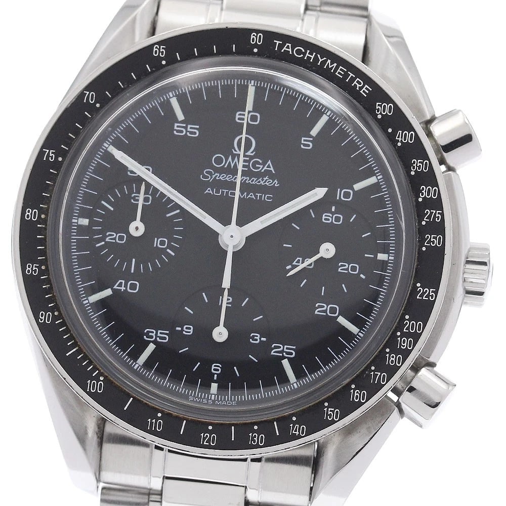 OMEGA SPEEDMASTER CHRONOGRAPH BLACK DIAL AUTOMATIC WATCH: OMEGA Speedmaster Chronograph Black Dial Automatic Watch Brand: OMEGA Type: Wristwatch Material: Band Material Stainless Steel, Case Material Stainless Steel / Stainless Steel Color: Band Color