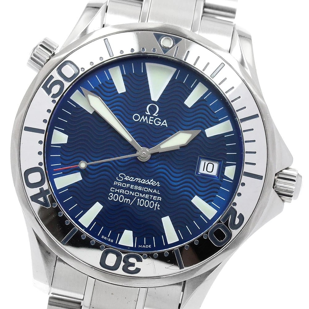 OMEGA SEAMASTER DATE BLUE DIAL AUTOMATIC WATCH: OMEGA Seamaster Date Blue Dial Automatic Watch Brand: OMEGA Type: Wristwatch Material: Band Material Stainless Steel, Case Material Stainless Steel / Stainless Steel Color: Band Color Silver,