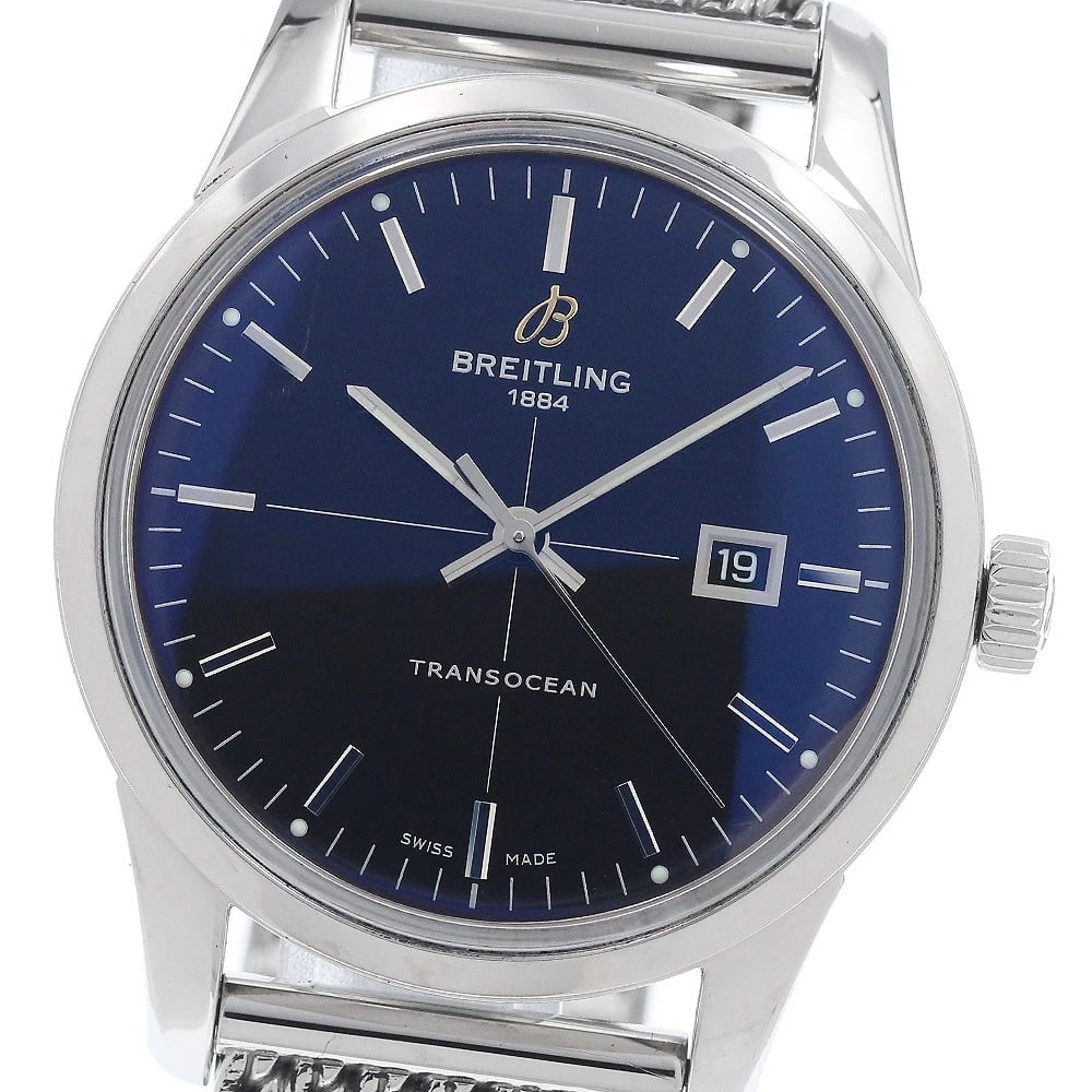 BREITLING TRANSOCEAN DATE BLACK AUTOMATIC WATCH: BREITLING Transocean Date Black Automatic Watch Brand: BREITLING Type: Wristwatch Material: Band Material Stainless Steel, Case Material Stainless Steel / Stainless Steel Color: Band Color Silver,