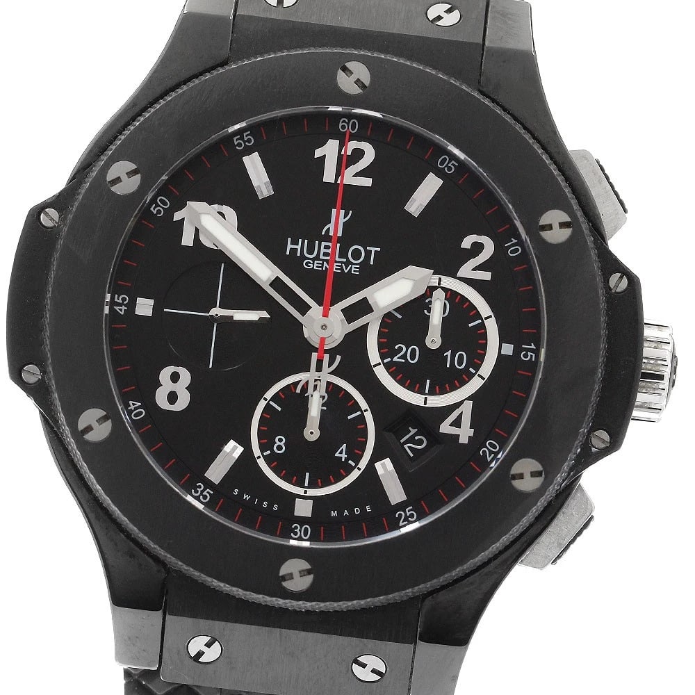 HUBLOT BIG BANG BLACK AUTOMATIC WATCH: HUBLOT Big Bang Black Automatic Watch Brand: HUBLOT Type: Wristwatch Material: Band Material rubber, Case Material Stainless Steel / rubber Color: Band Color black, Dial Color black, Case Color