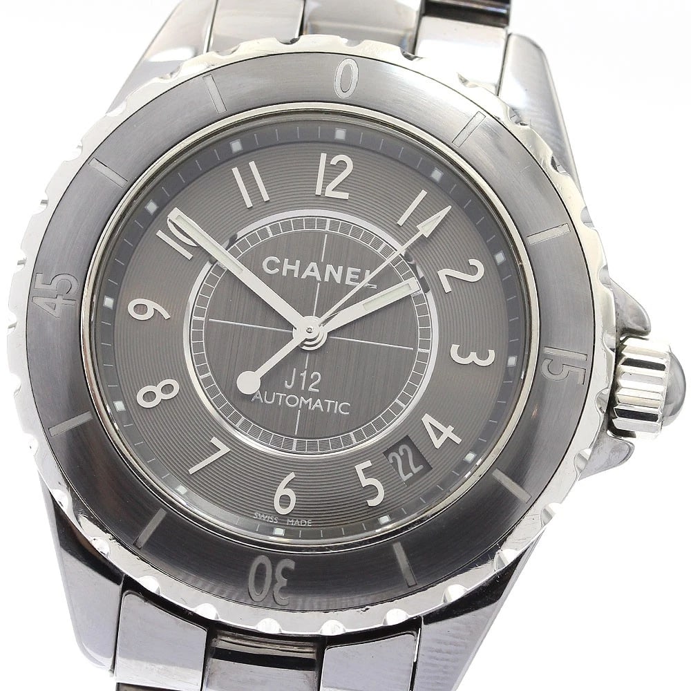 CHANEL J12 CHROMATIC DATE GRAY DIAL AUTOMATIC WATCH: CHANEL J12 Chromatic Date gray Dial Automatic Watch Brand: CHANEL Type: Wristwatch Material: Band Material Titanium / ceramic, Case Material Titanium / ceramic / Titanium / ceramic Color: Band