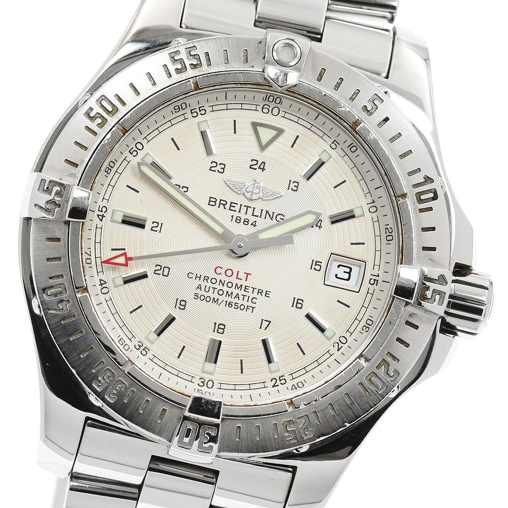 BREITLING COLT DATE SILVER DIAL AUTOMATIC WATCH (1 of 5)