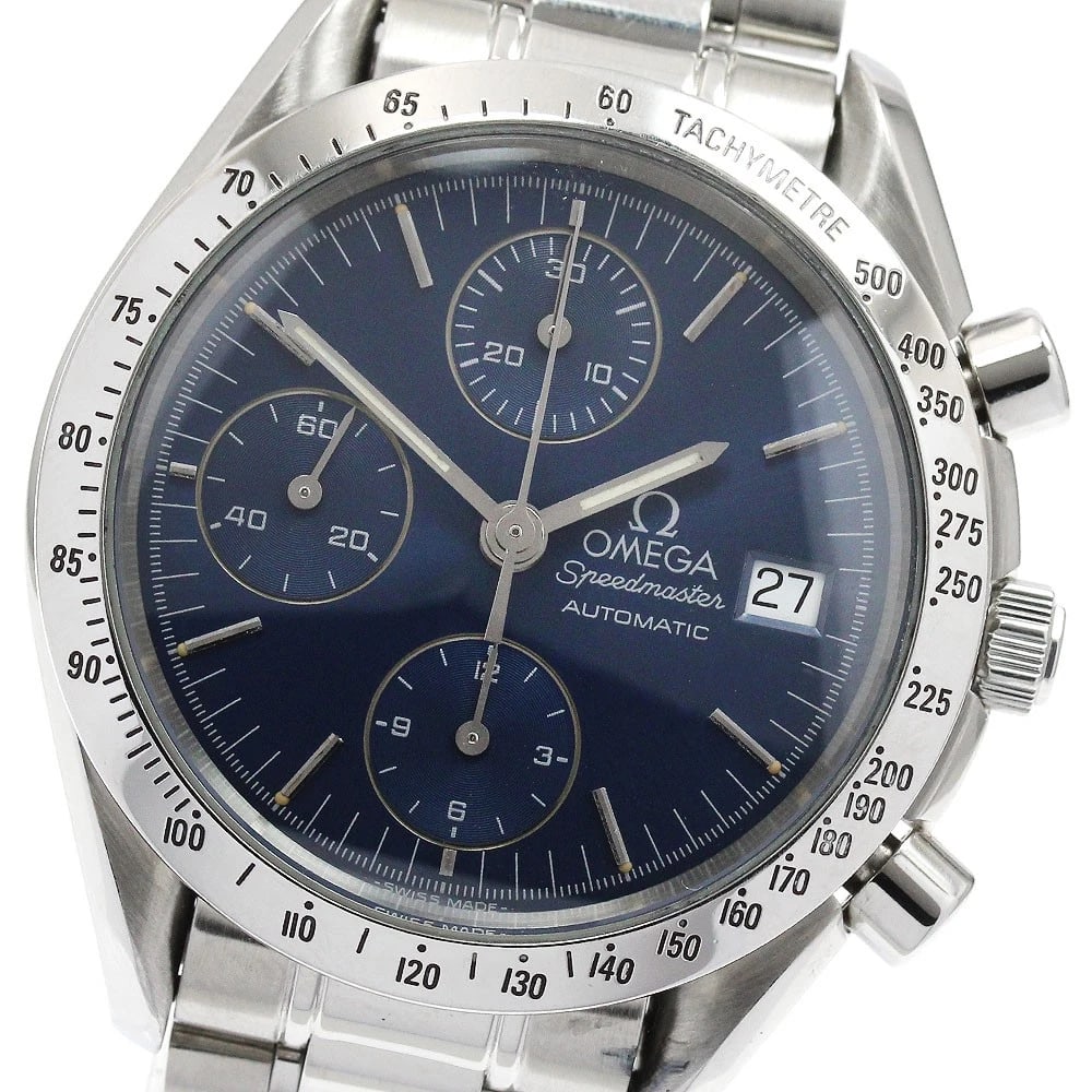OMEGA SPEEDMASTER CHRONOGRAPH NAVY DIAL AUTOMATIC WATCH: OMEGA Speedmaster Chronograph Navy Dial Automatic Watch Brand: OMEGA Type: Wristwatch Material: Band Material Stainless Steel, Case Material Stainless Steel / Stainless Steel Color: Band Color