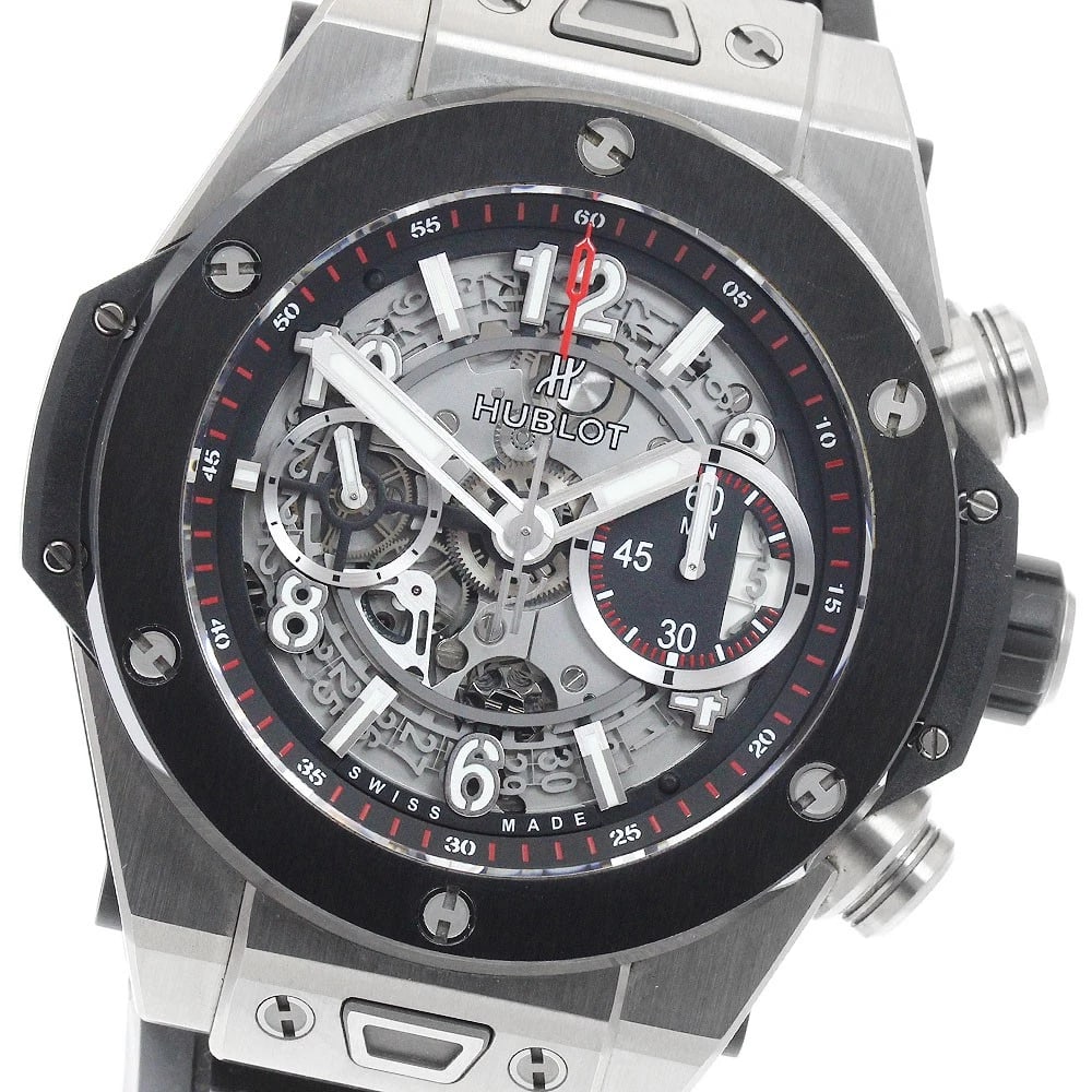HUBLOT BIG BANG UNICO TITANIUM CERAMIC AUTOMATIC MEN'S: HUBLOT Big Bang Unico Titanium Ceramic Automatic Men's Brand: HUBLOT Type: Wristwatch Material: Band Material rubber, Case Material Titanium / ceramic / rubber Color: Band Color black, Dial