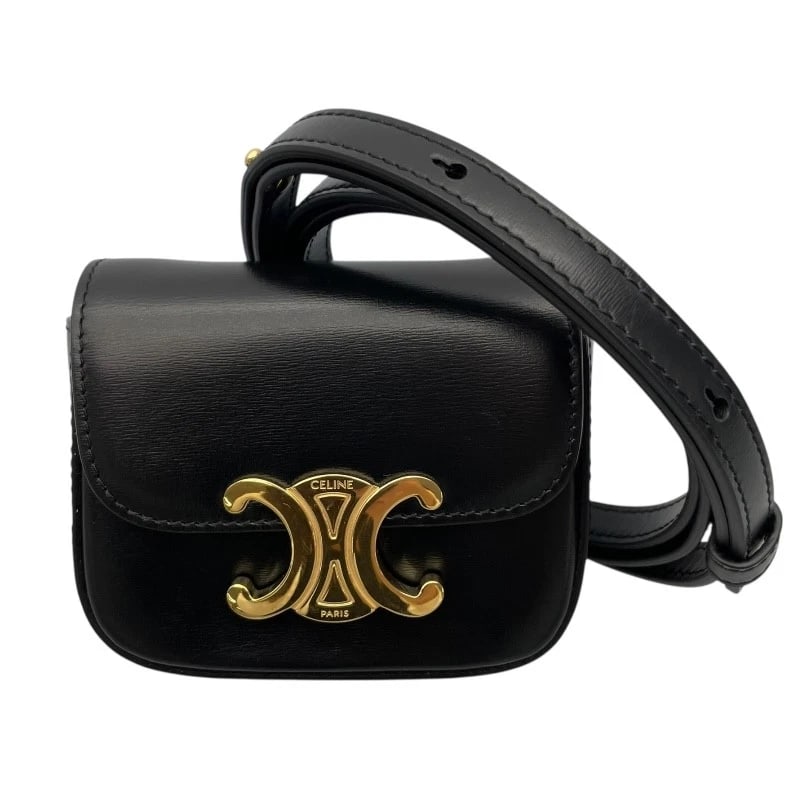 CELINE MINI CLAUDE SHOULDER BAG: CELINE mini claude Shoulder Bag Brand: CELINE Type: Shoulder Bag Material: Smooth Calfskin Color: black Size: W4.7 x H3.9x D1.6inch Accessories: None Accessories Notice: When purchasing