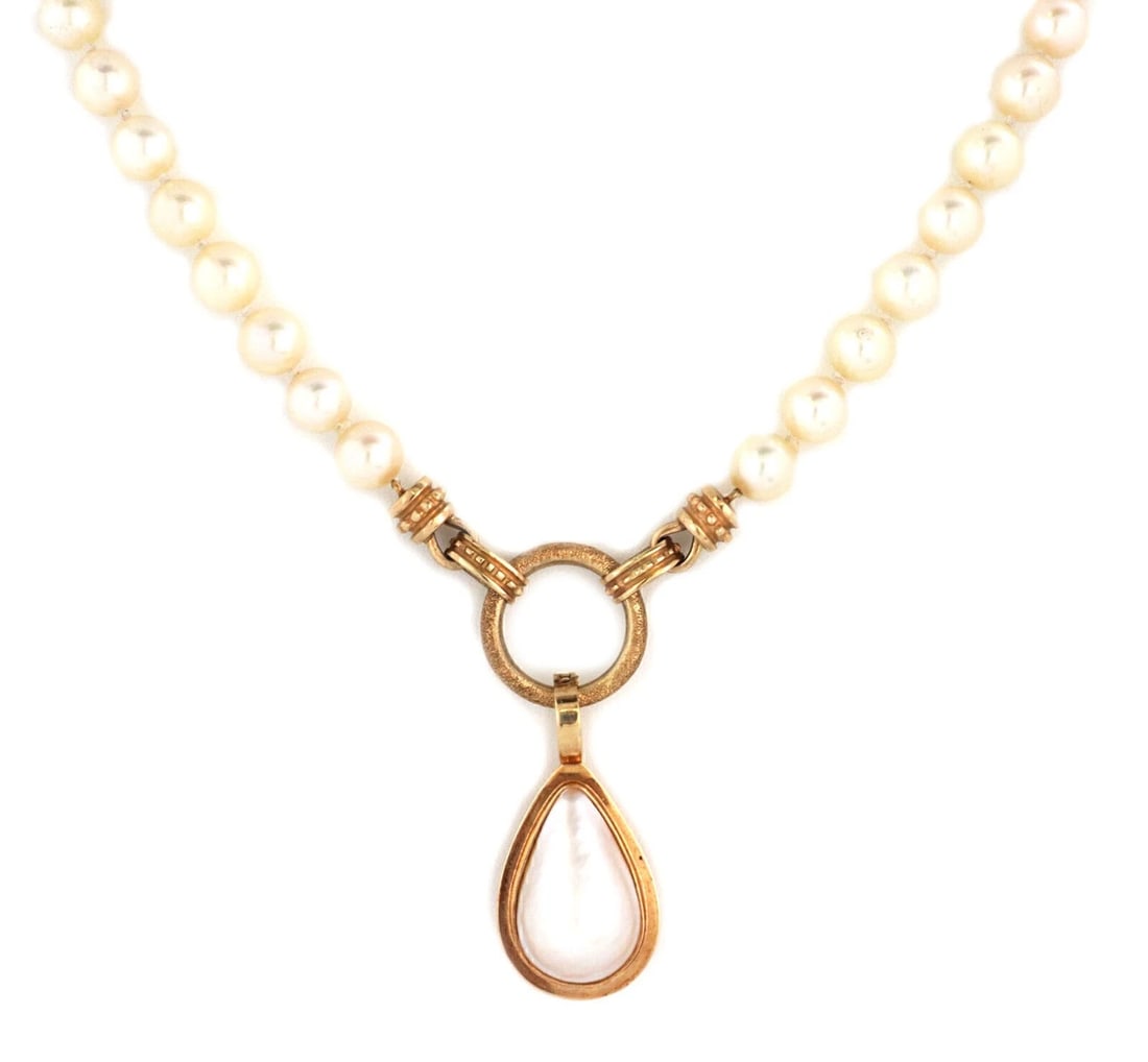 PEAR SHAPE PEARL PENDANT SINGLE STRAND NECKLACE (1 of 4)