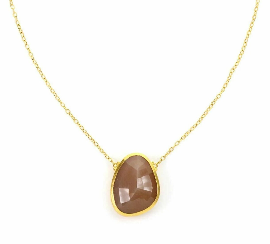 GURHAN ELEMENTS MOONSTONE 24K GOLD PENDANT NECKLACE: Gurhan Elements Moonstone 24k Gold Pendant Necklace Brand: GURHAN Type: Pendant Material: 24k Gold Color: none Size: Measurement: chain is: 16"-18" long and 1.7mm thick Pendant: 1.14" long w/bail