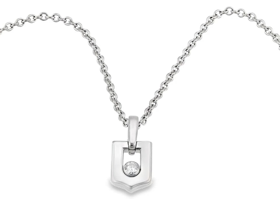 CARTIER DIAMOND 18K WHITE GOLD LOGO PENDANT NECKLACE (1 of 2)