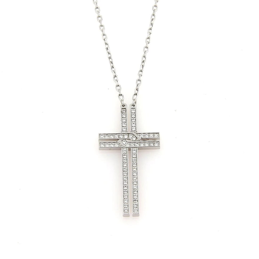 CARTIER DIAMOND 18K WHITE GOLD CROSS PENDANT NECKLACE (1 of 2)