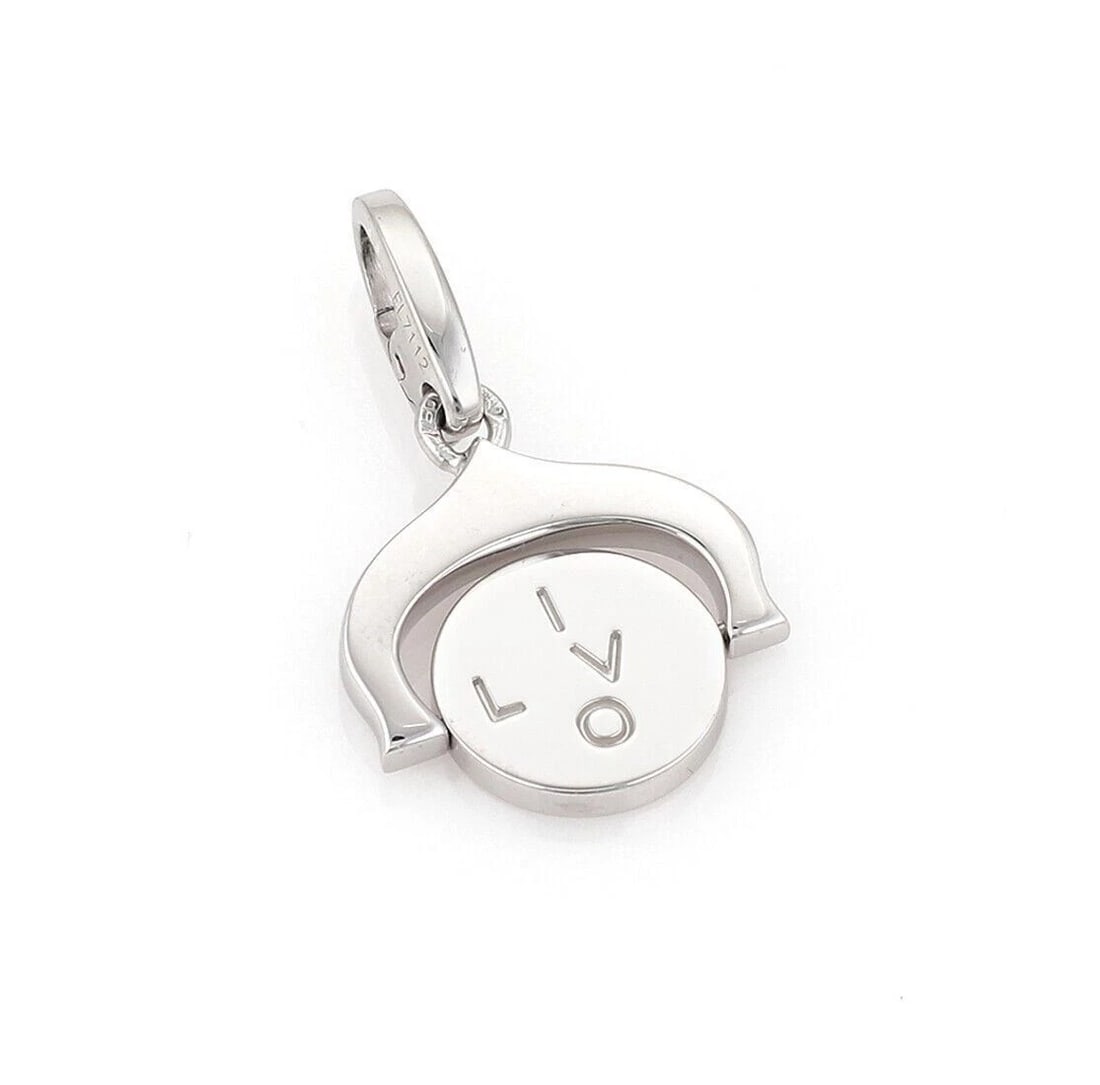 CARTIER I LOVE YOU SPINNER 18K WHITE GOLD CHARM PENDANT: Cartier I Love You Spinner 18k White Gold Charm Pendant Brand: Cartier Type: Pendant Material: 18k White Gold Color: White Size: Measurement: 1.07" long w/bail x 0.64" Accessories: None