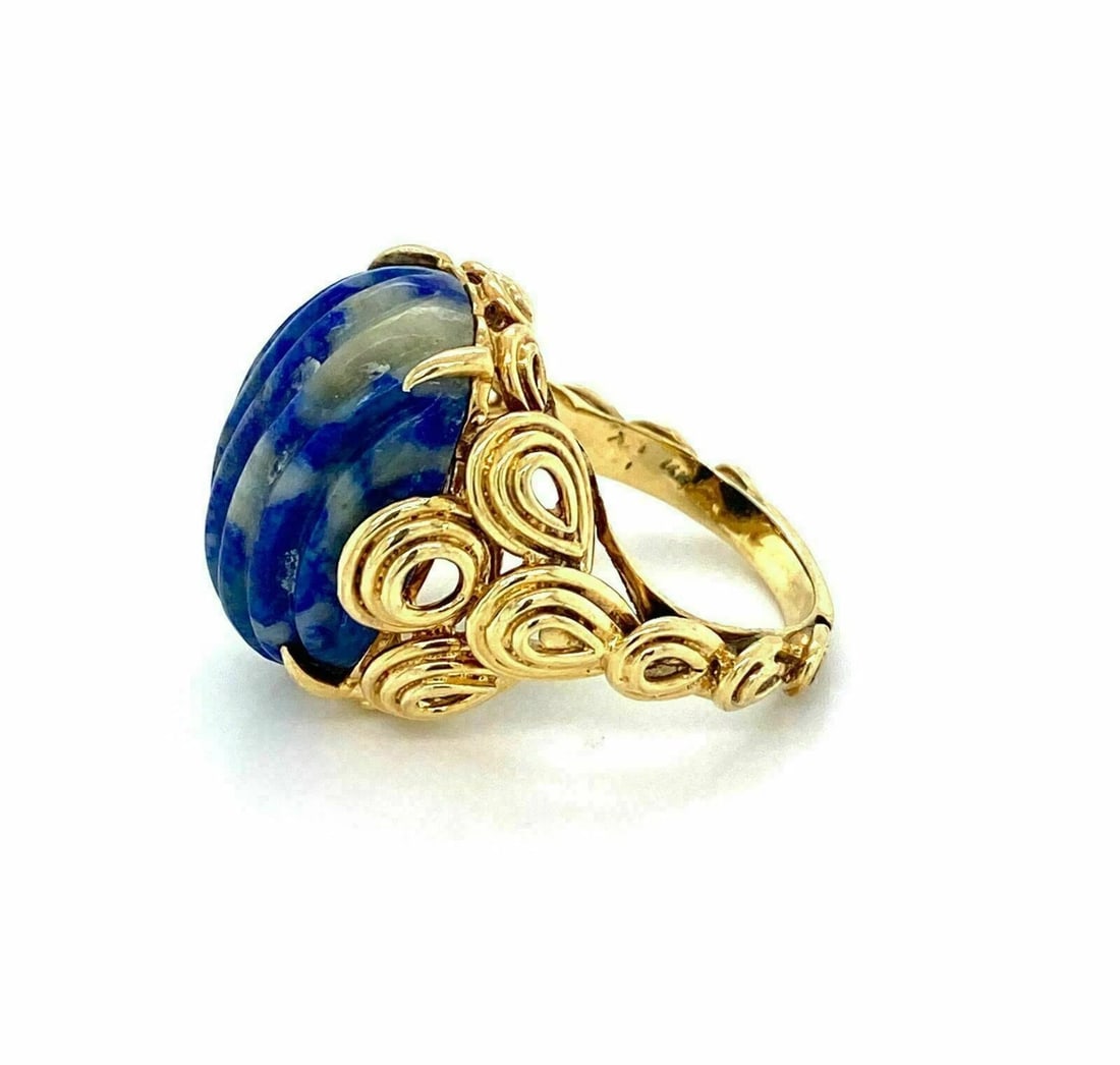 MARBLE LAPIS CABOCHON RING - 5