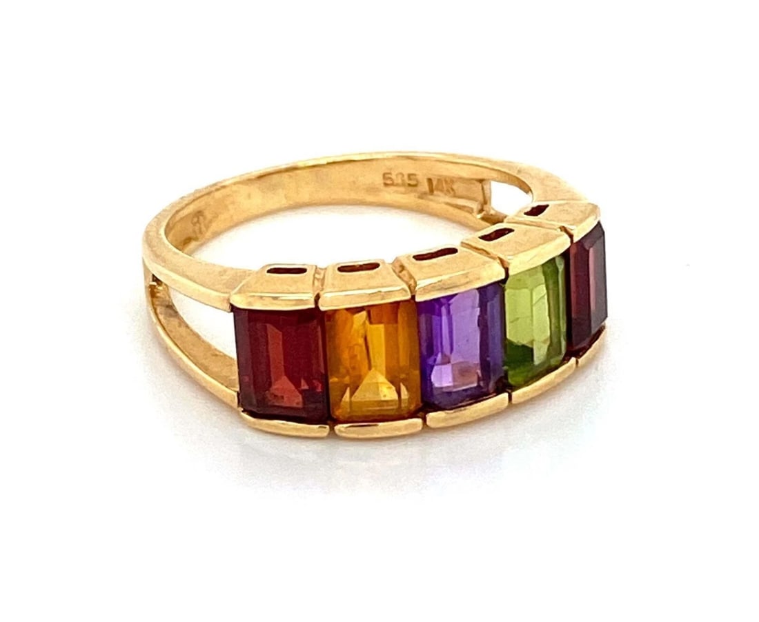 MULTICOLOR RAINBOW GEMS BAND RING - 2