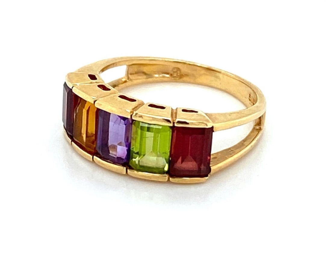 MULTICOLOR RAINBOW GEMS BAND RING - 3