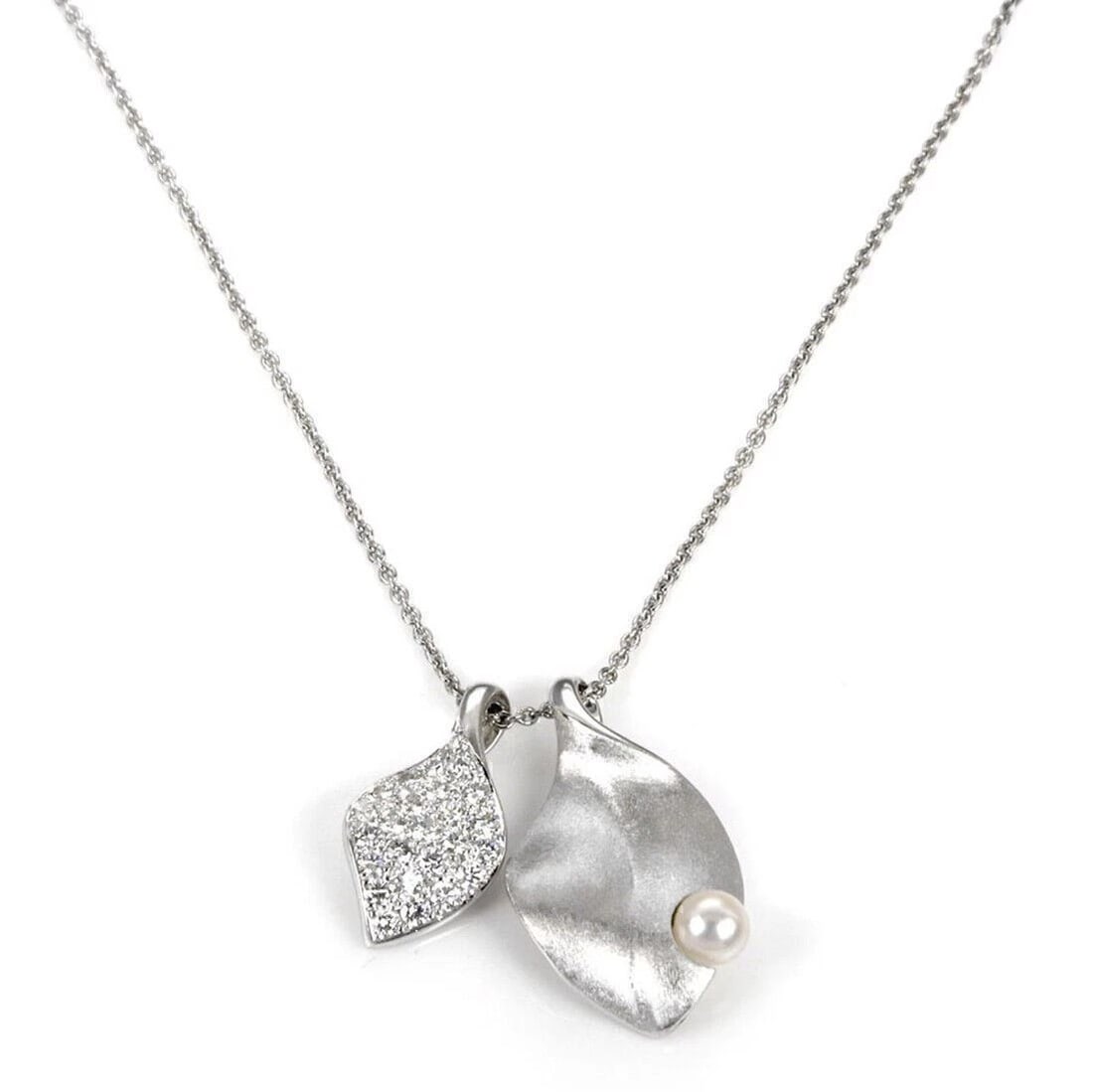 MIKIMOTO DIAMOND AKOYA PEARL 18K WHITE GOLD PENDANT NECKLACE (1 of 3)