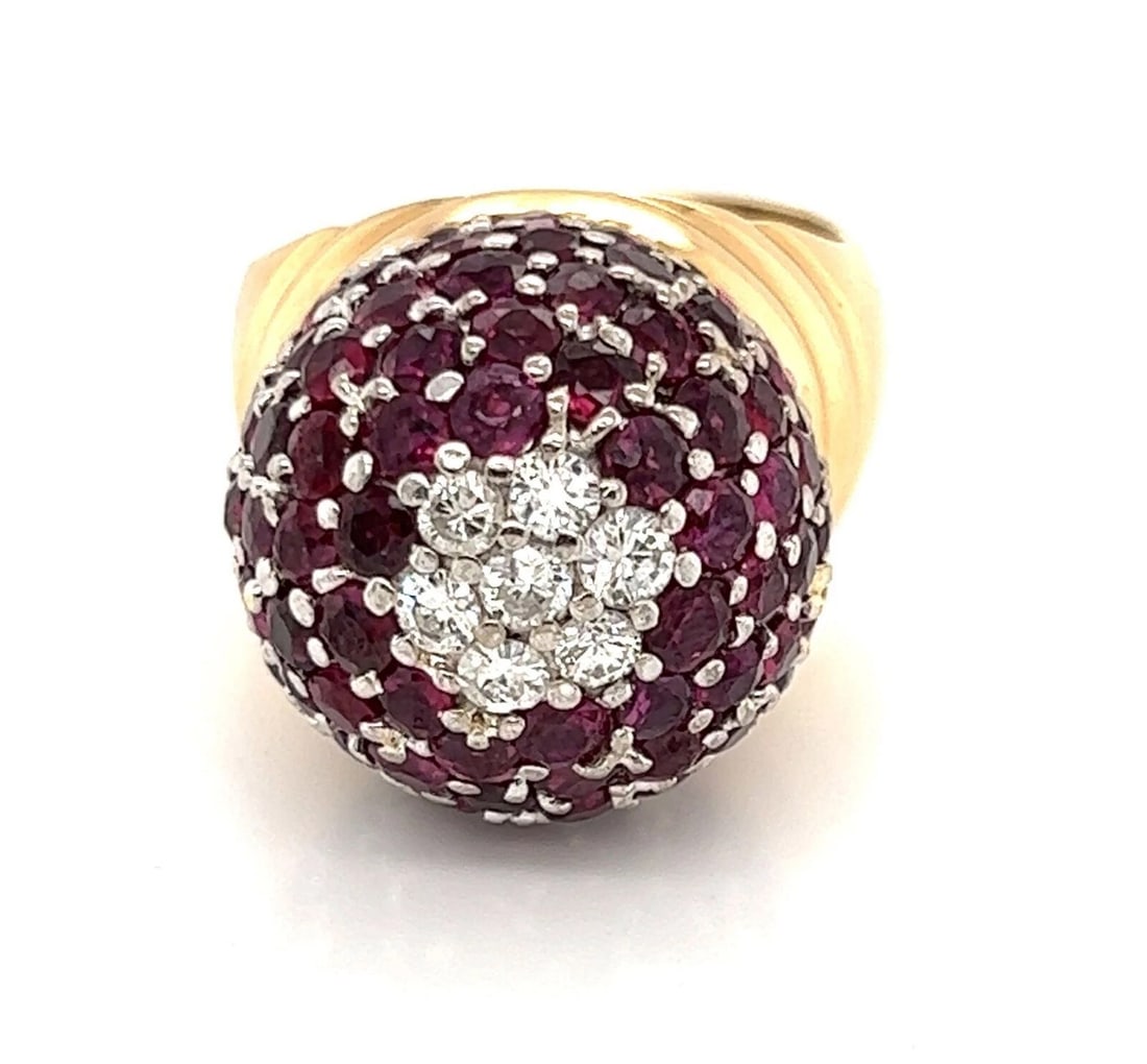 DIAMOND RUBY LARGE DOME RING - 2