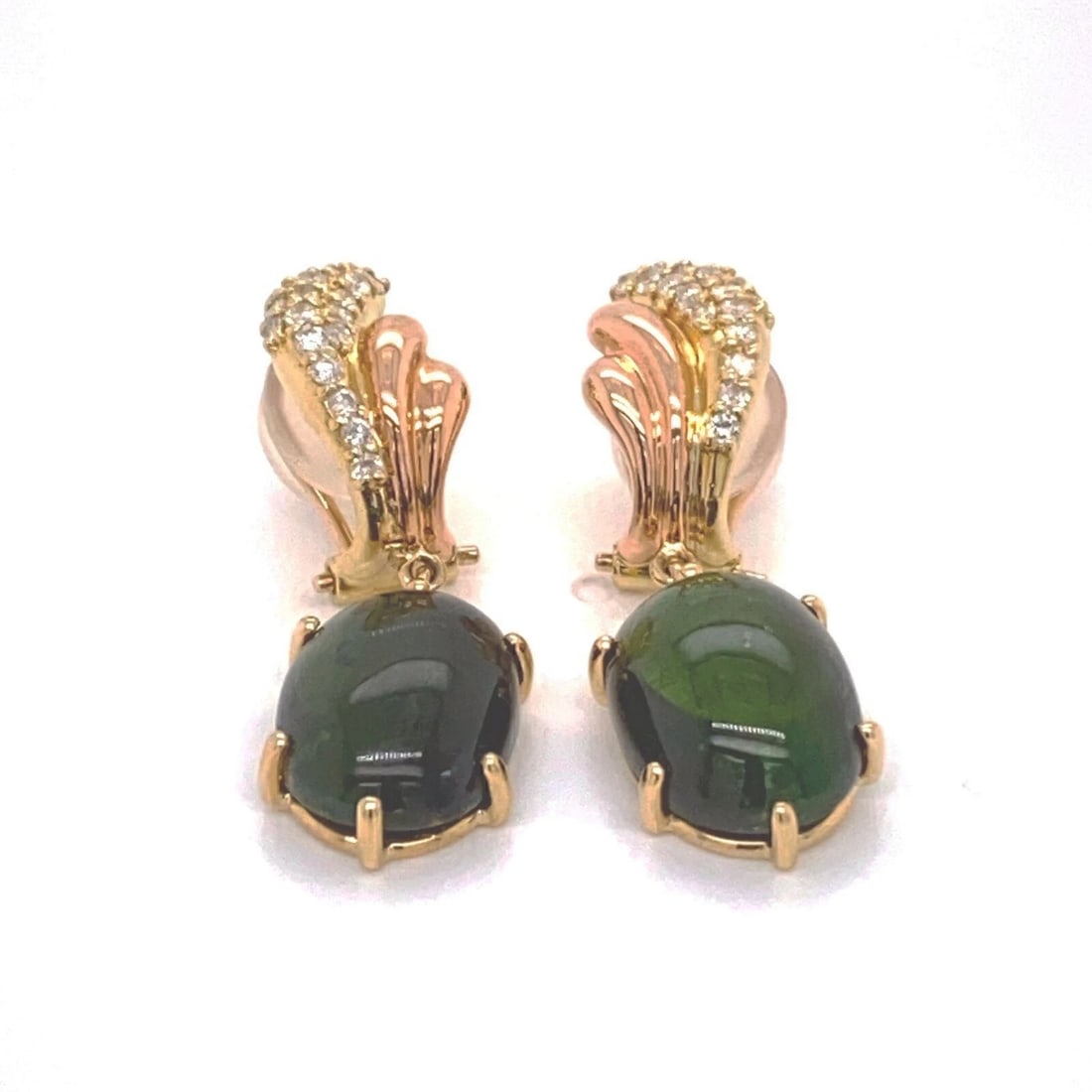 DIAMOND & GREEN TOURMALINE DANGLE EARRINGS (1 of 4)