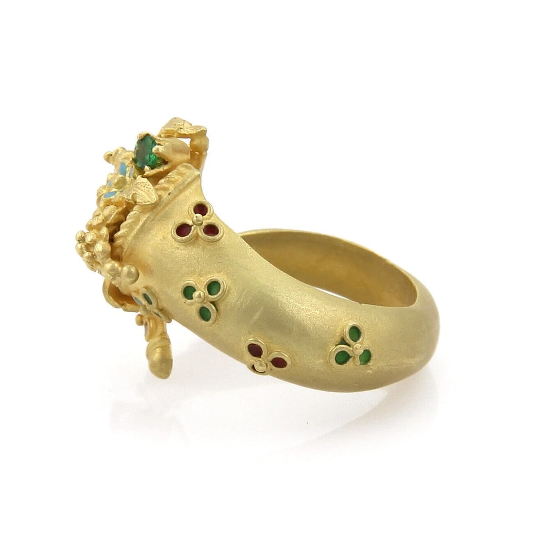 DIAMOND RUBY EMERALD SNAKE BYPASS RING - 3