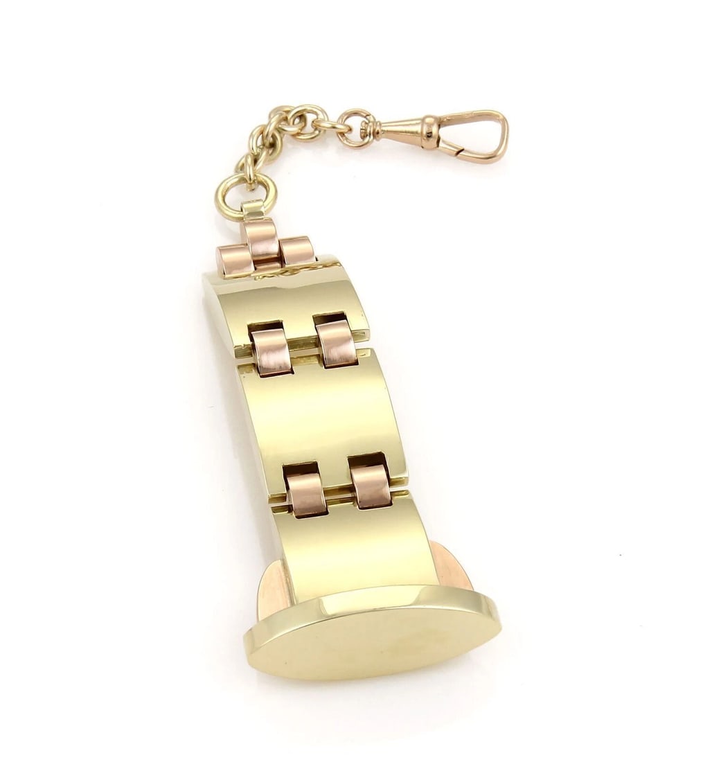 RETRO POCKET WATCH FOB 14K YELLOW & ROSE GOLD (1 of 3)