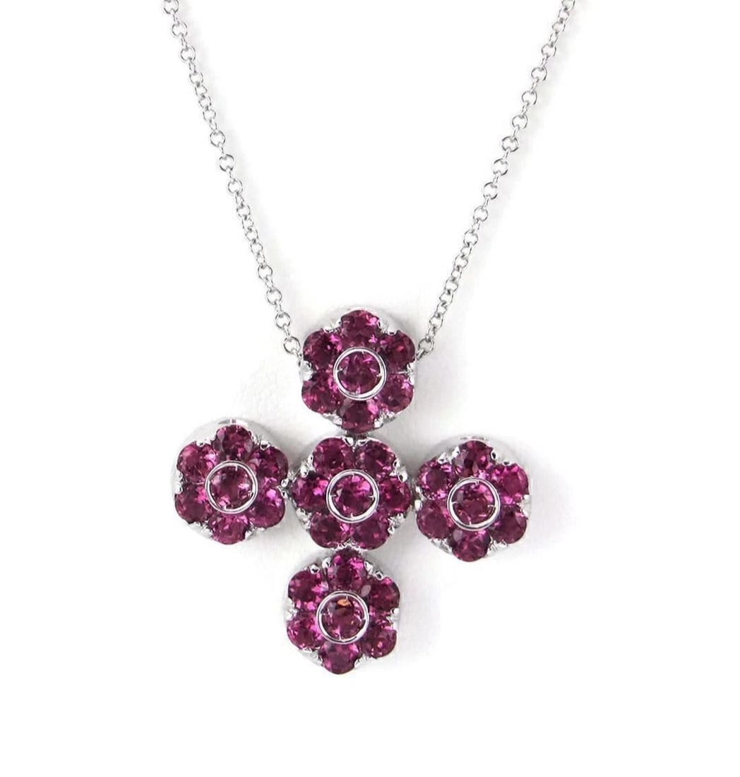 PASQUALE BRUNI PINK TOURMALINE CROSS PENDANT NECKLACE: Pasquale Bruni Pink Tourmaline Cross Pendant Necklace Brand: PASQUALE BRUNI Type: Necklace Material: 18k white gold Color: white Size: Measurement: chain is: 16.75" long and 1.5mm thick Pendant: 1