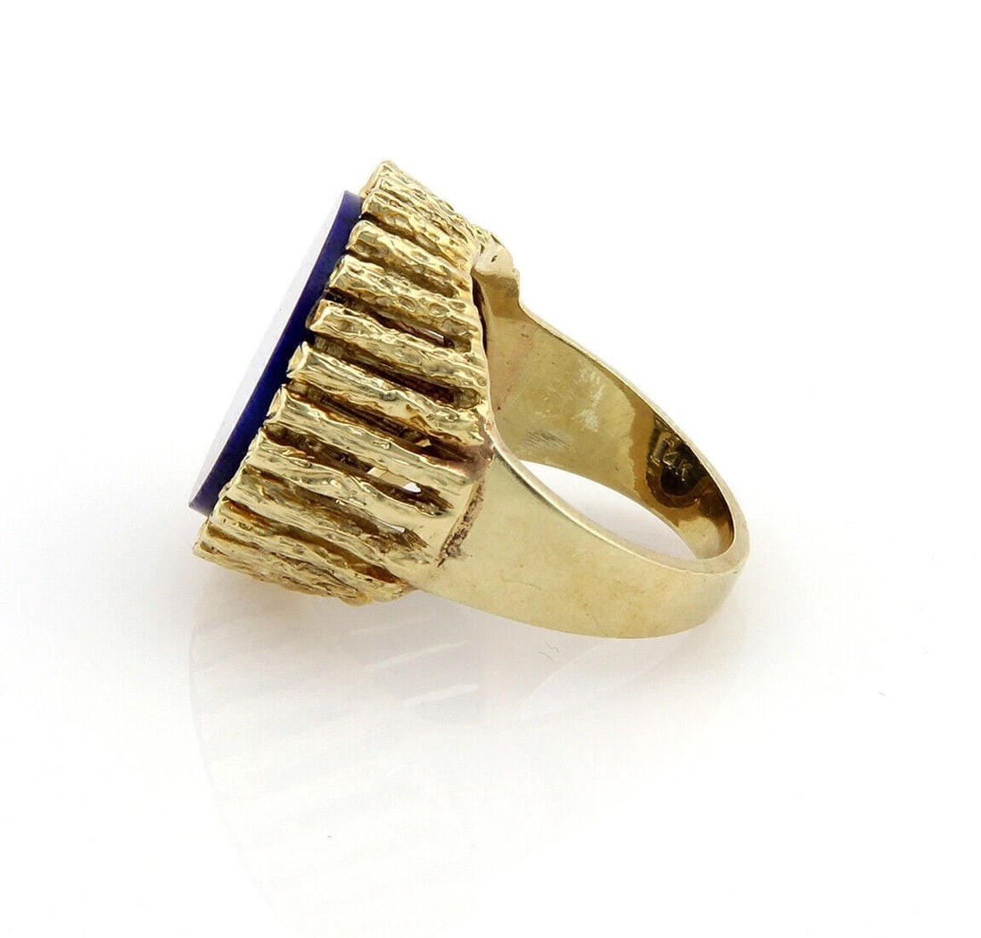 LAPIS RING W/TEXTURED ROUND SHAPE - 2