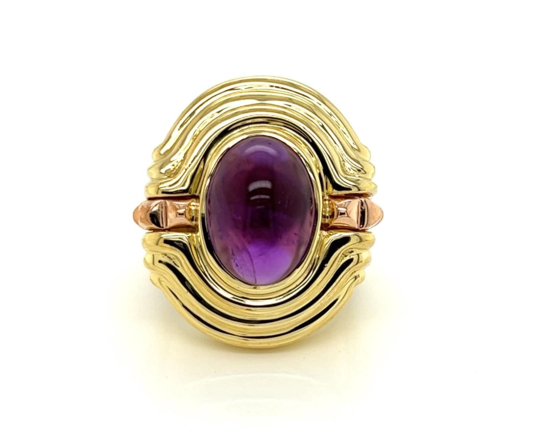 LAGOS CABOCHON AMETHYST RING 18K YELLOW & ROSE GOLD (1 of 5)
