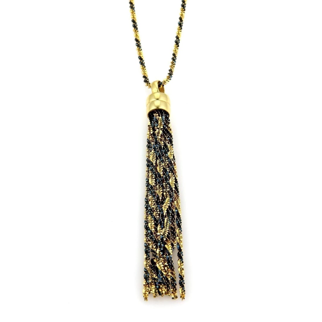 BLACK & YELLOW 14K GOLD TWISTED TASSEL NECKLACE (1 of 2)