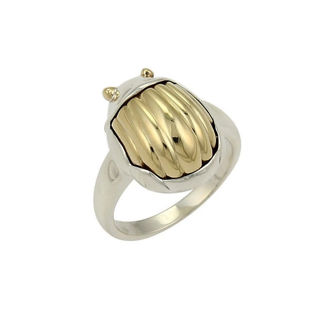 TIFFANY & CO. SCARAB BEETLE RING: Tiffany & Co. Scarab Beetle Ring Brand: Tiffany & Co. Type: Ring Material: and sterling silver Color: None Size: 4.25 US Accessories: None Accessories Notice: When purchasing pre-owned goods,