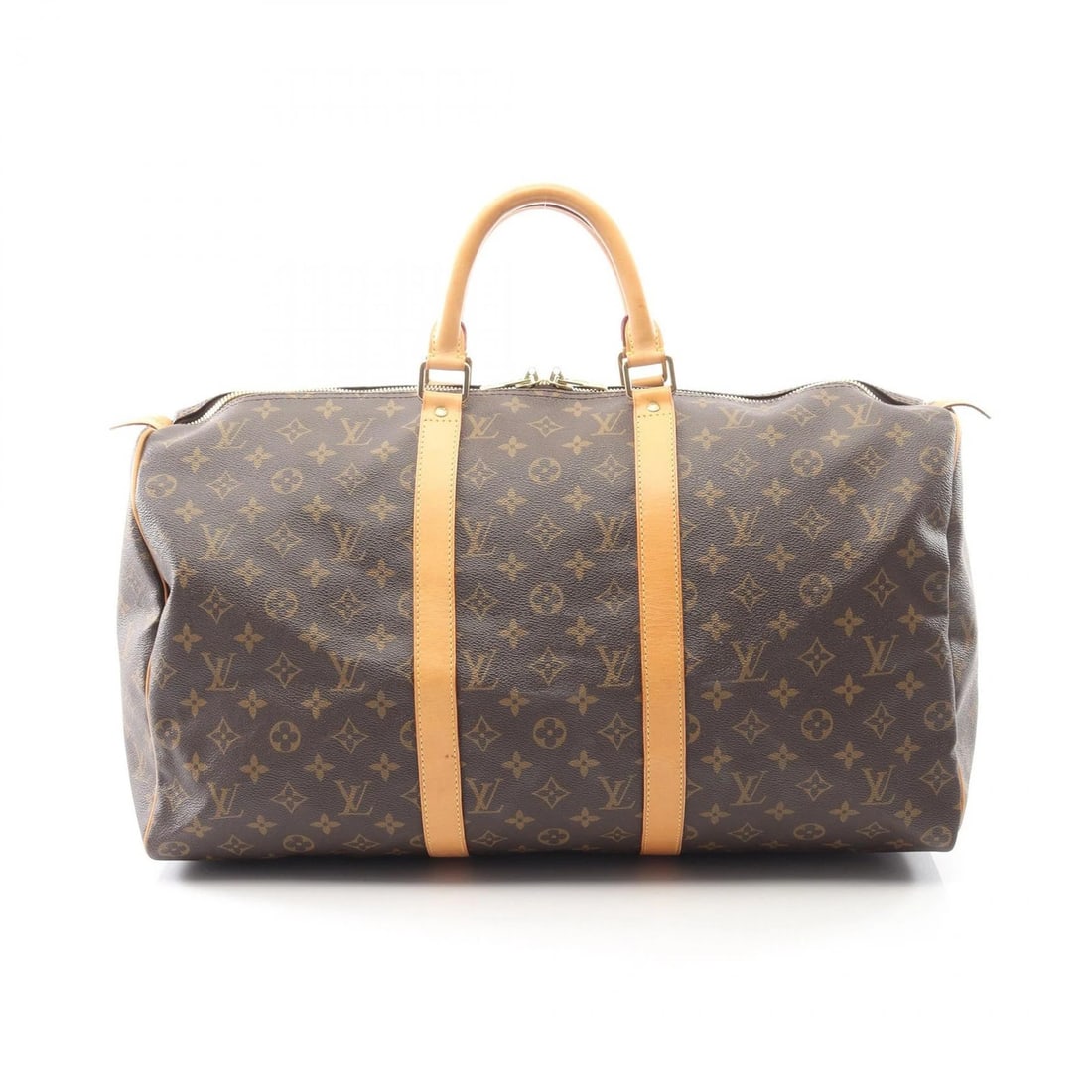 LOUIS VUITTON KEEPALL 50 HANDBAG MONOGRAM: LOUIS VUITTON Keepall 50 Handbag Monogram Brand: LOUIS VUITTON Type: Boston bag Material: Exterior Material Monogram × PVC coated canvas × leather Color: Exterior Color Brown??ish colors 