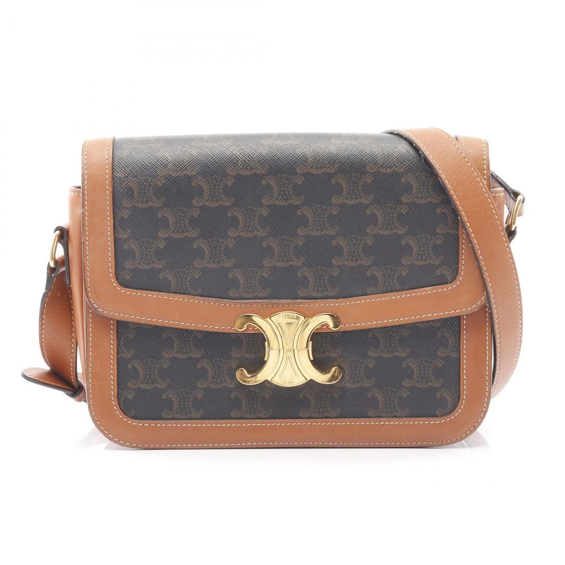 CELINE CLASSIC TRIOMPHE SHOULDER CROSSBODY BAG: CELINE Classic Triomphe Shoulder crossbody Bag Brand: CELINE Type: Shoulder Bag Material: Exterior Material PVC coated canvas Color: Exterior Color Brown Size: H:17cm x W:22cm x D:5cm (H:6.7"