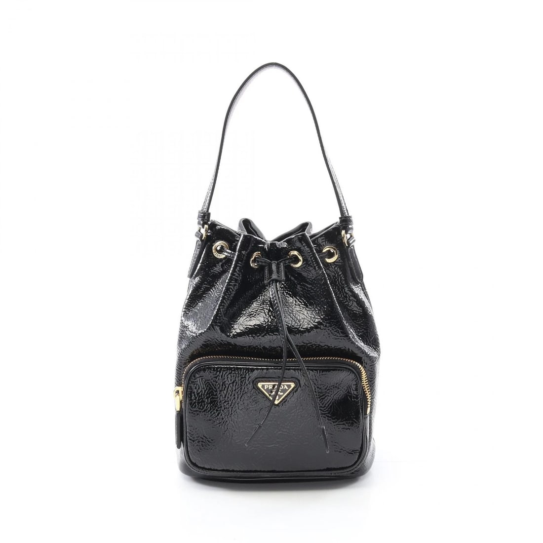 PRADA DUET NAPLAK PATENT BUCKET HAND CROSSBODY BAG (1 of 3)