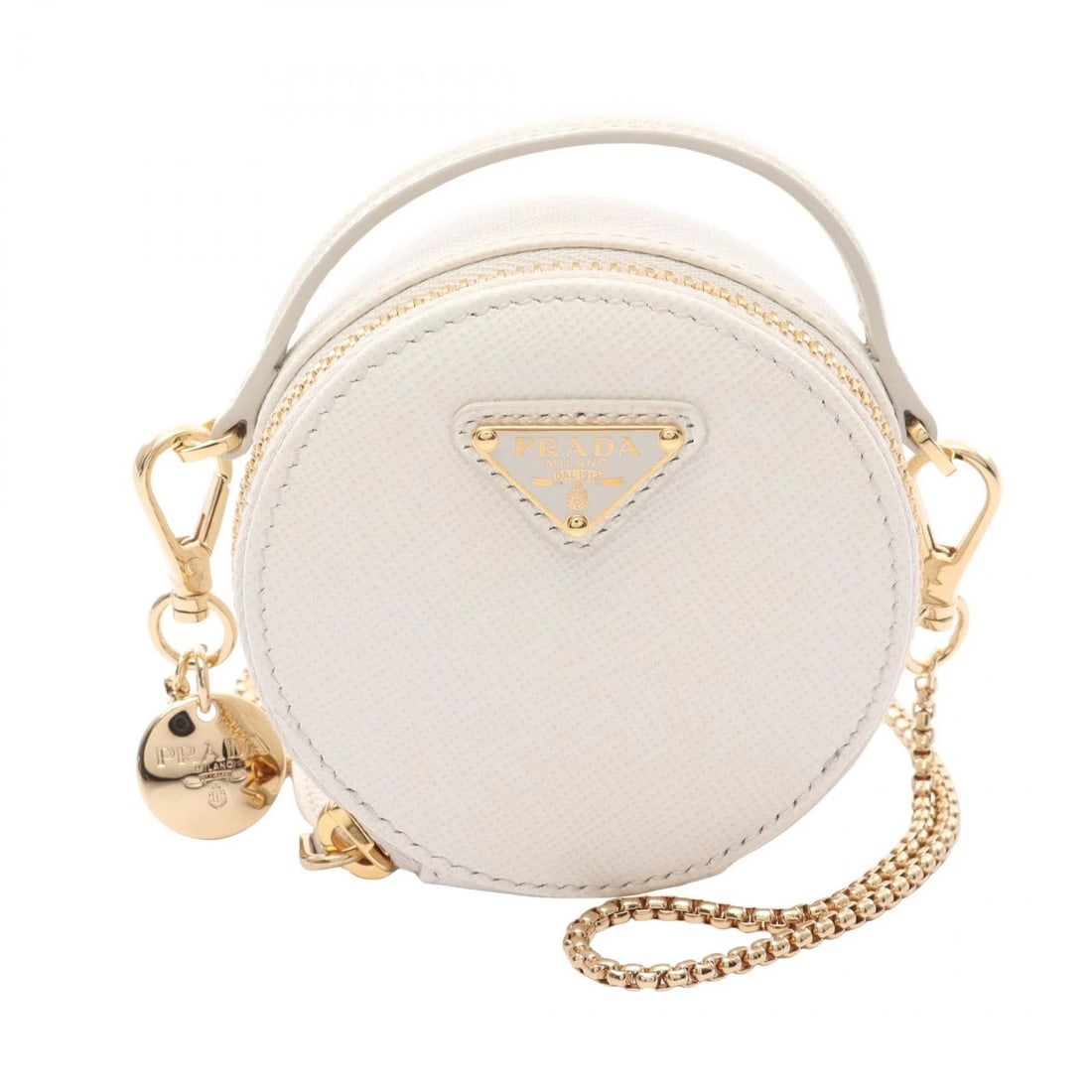 PRADA SAFFIANO TRIANGLE MINI POUCH CROSSBODY SHOULDER BAG: PRADA Saffiano Triangle Mini Pouch Crossbody Shoulder Bag Brand: PRADA Type: Shoulder Bag Material: Exterior Material Saffiano leather Color: Exterior Color White Size: H:8cm x W:8cm x D:3.5cm (H:
