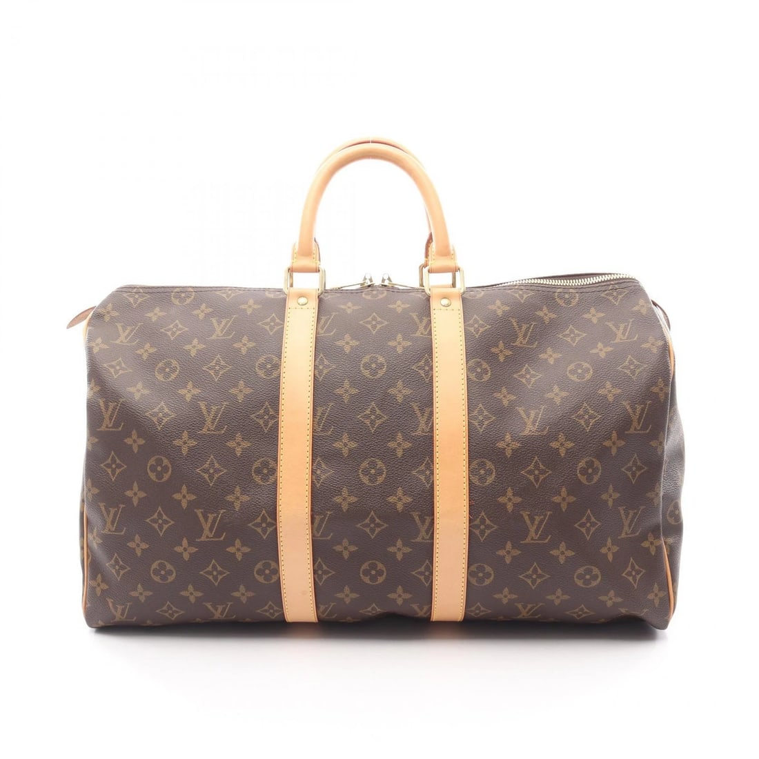 LOUIS VUITTON KEEPALL 45 HAND BAG MONOGRAM: LOUIS VUITTON Keepall 45 Hand bag Monogram Brand: LOUIS VUITTON Type: Boston bag Material: Exterior Material PVC coated canvas × leather Color: Exterior Color Brown??ish colors Size: (H:10.2" x W