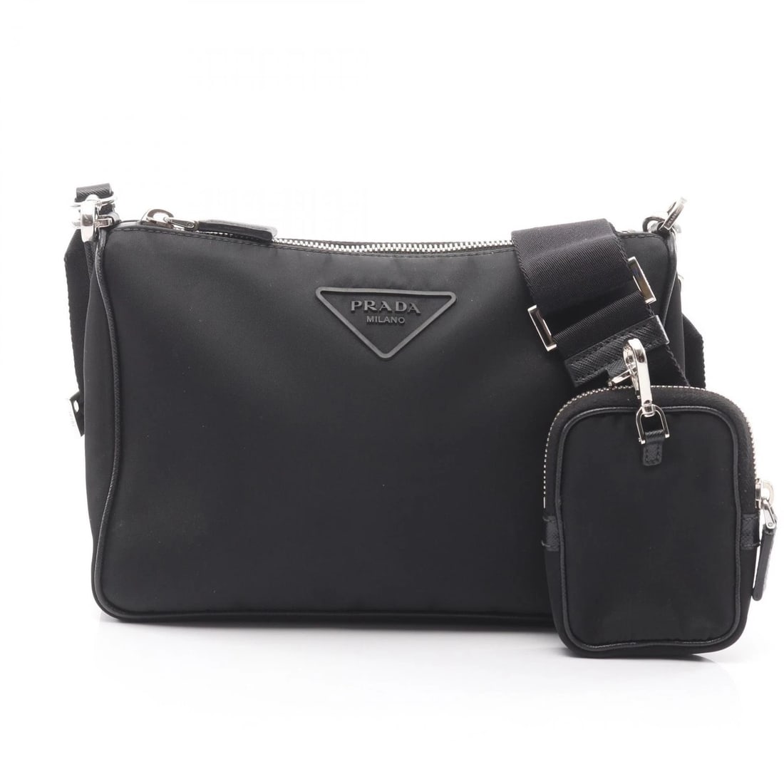 PRADA SHOULDER CROSSBODY BAG: PRADA Shoulder Crossbody Bag Brand: PRADA Type: Shoulder Bag Material: Exterior Material Nylon Color: Exterior Color Black Size: H:16.5cm x W:23.5cm x D:5.5cm (H:6.5" x W:9.3" x D:2.2") Accessori