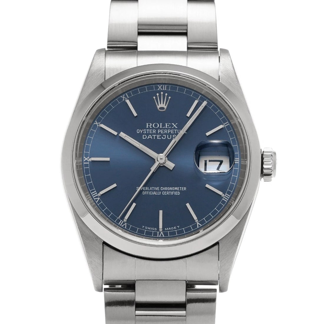ROLEX DATEJUST BLUE WATCH: ROLEX Datejust blue WATCH Brand: ROLEX Type: Wristwatch Material: Band Material Stainless steel, Case Material Stainless steel Color: Dial Color blue Size: ??Case? H/about 36mm W/about 36mm D/about 11