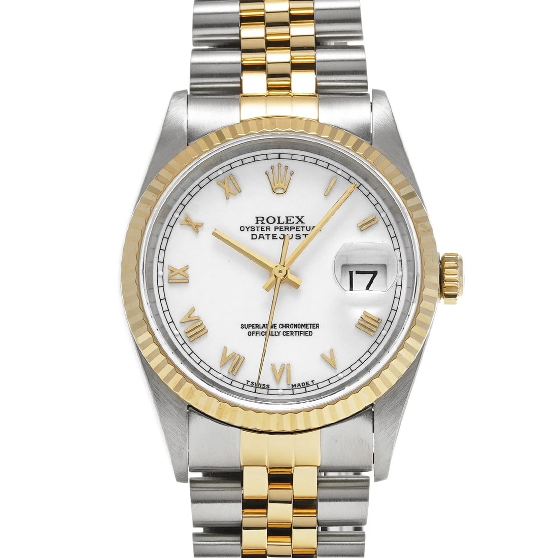 ROLEX DATEJUST WHITE WATCH: ROLEX Datejust white WATCH Brand: ROLEX Type: Wristwatch Material: Band Material Stainless steel/Yellow Gold, Case Material Stainless steel Color: Dial Color white Size: ??Case? H/about 36mm
