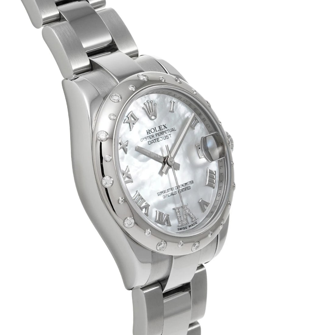 ROLEX DATEJUST WHITE SHELL WATCH - 3