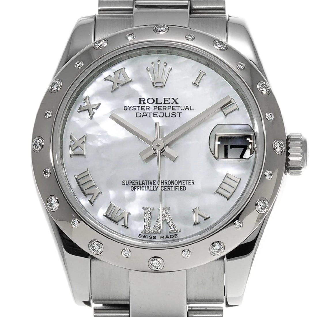 ROLEX DATEJUST WHITE SHELL WATCH - 4