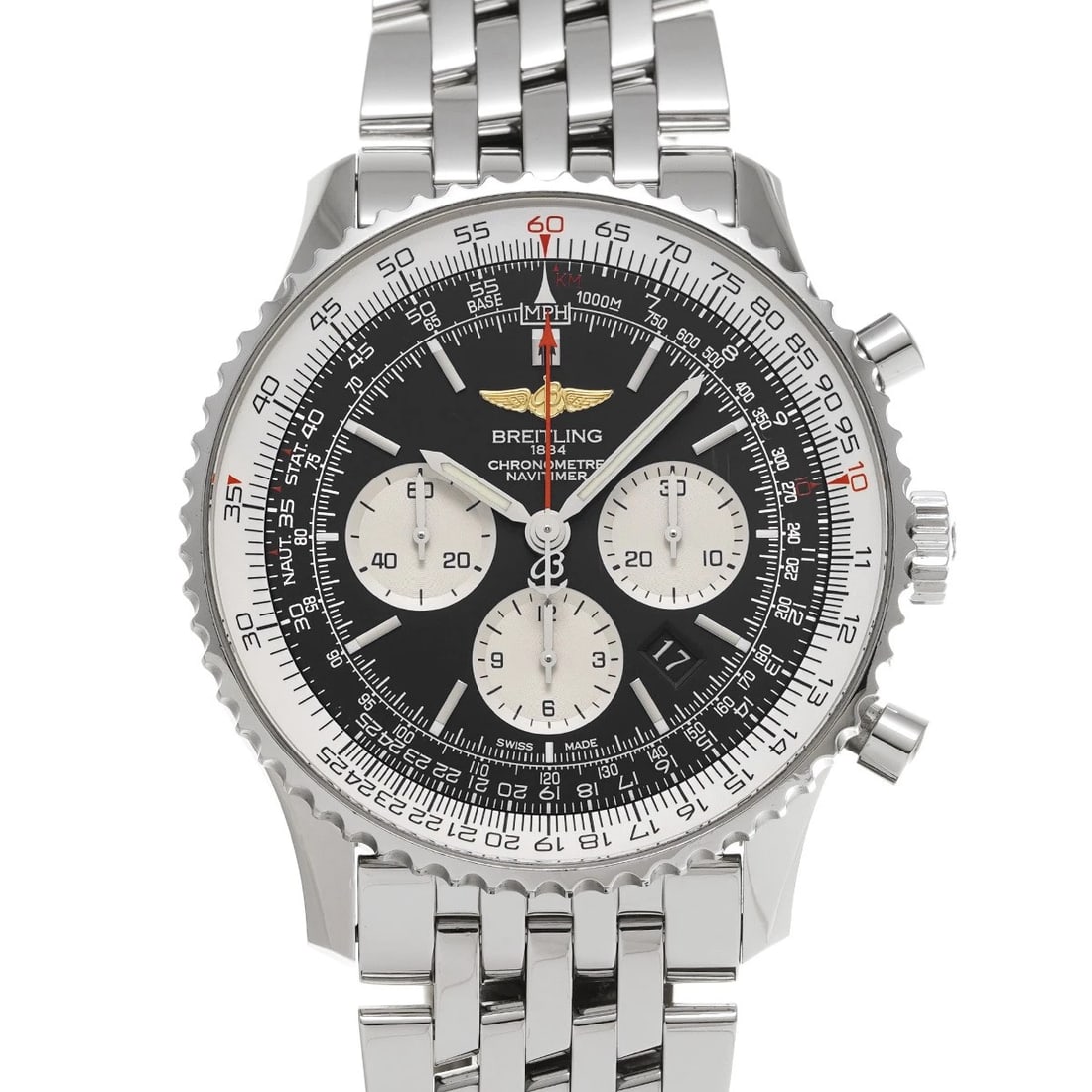 BREITLING NAVITIMER BLACK SILVER WATCH (1 of 4)