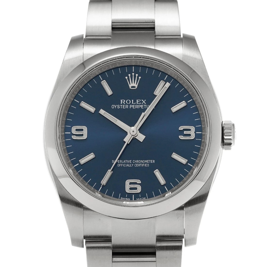ROLEX OYSTER PERPETUAL BLUE WATCH: ROLEX Oyster Perpetual blue WATCH Brand: ROLEX Type: Wristwatch Material: Band Material Stainless steel, Case Material Stainless steel Color: Dial Color blue Size: ??Case? H/about 36mm W/about