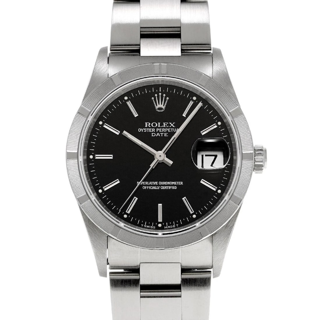 ROLEX OYSTER PERPETUAL DATE BLACK WATCH: ROLEX Oyster Perpetual Date black WATCH Brand: ROLEX Type: Wristwatch Material: Band Material Stainless steel, Case Material Stainless steel Color: Dial Color black Size: ??Case? H/about 34mm