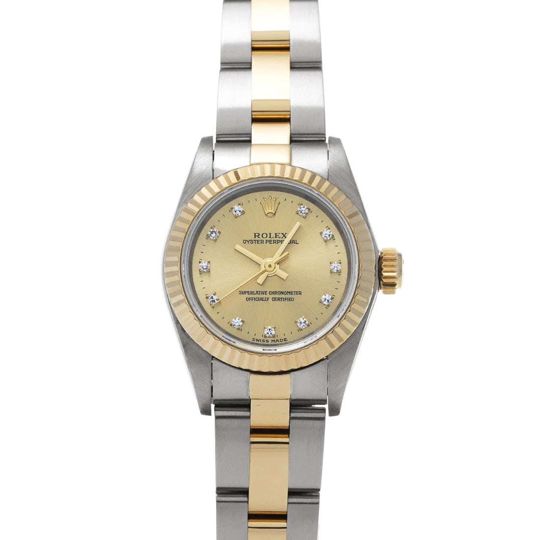 ROLEX OYSTER PERPETUAL CHAMPAGNE DIAMOND WATCH (1 of 4)