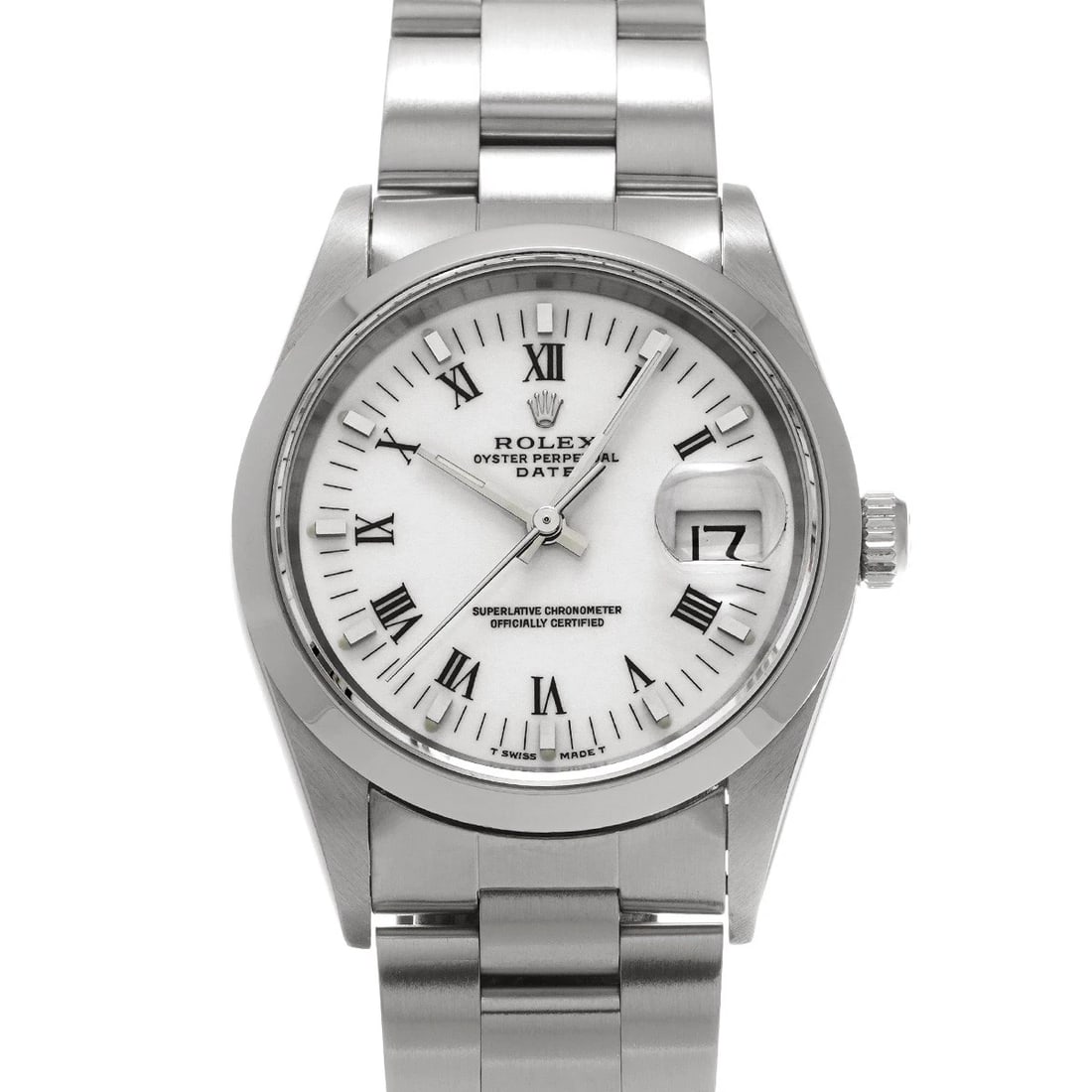 ROLEX OYSTER PERPETUAL DATE WHITE WATCH: ROLEX Oyster Perpetual Date white WATCH Brand: ROLEX Type: Wristwatch Material: Band Material Stainless steel, Case Material Stainless steel Color: Dial Color white Size: ??Case? H/about 34mm