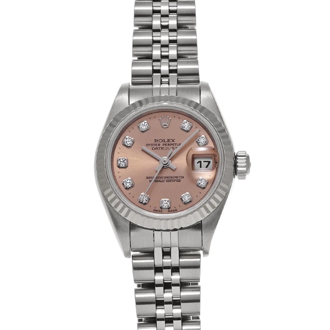 ROLEX DATEJUST PINK DIAMOND WATCH: ROLEX Datejust pink diamond WATCH Brand: ROLEX Type: Wristwatch Material: Band Material Stainless steel, Case Material Stainless steel Color: Dial Color pink/diamond Size: ??Case? H/about 26mm W/about