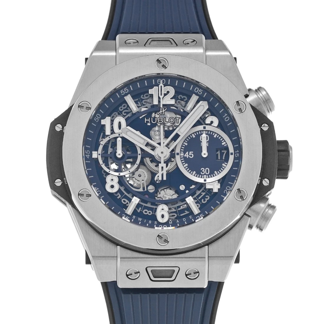 HUBLOT BIG BANG TITANIUM BLUE WATCH: HUBLOT Big Bang Titanium Blue WATCH Brand: HUBLOT Type: Wristwatch Material: Band Material rubber, Case Material titanium Color: Dial Color Blue Size: ??Case? H/about 42mm W/about 42mm D/about