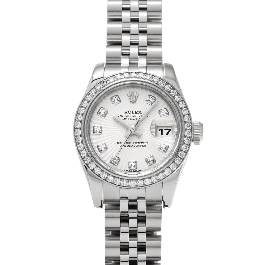 ROLEX DATEJUST SILVER SUNBEAM DIAMOND WATCH: ROLEX Datejust Silver sunbeam diamond WATCH Brand: ROLEX Type: Wristwatch Material: Band Material Stainless steel, Case Material Stainless steel Color: Dial Color Silver sunbeam/diamond Size: